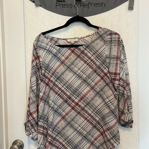 Plaid Women's Top - Red, Blue, White
